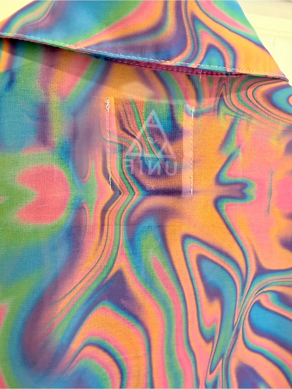 UNIF Melt Button Up Shirt Psychedelic Marble Sheer Swirl Print Size XS GUC - Picture 4 of 9